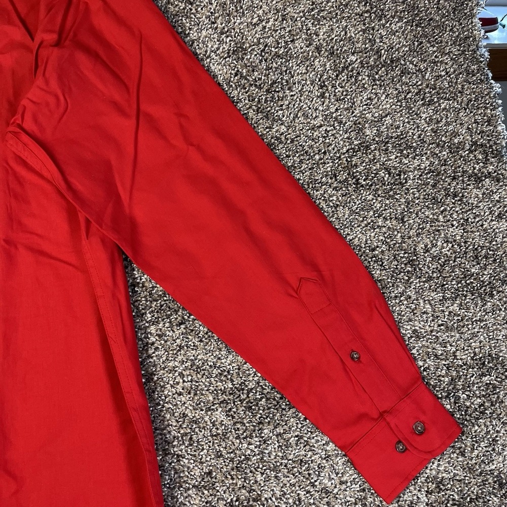 Bullock & Jones Viyella Men Size M Red Shirt Canada Wool Cotton Button Down Used - Picture 10 of 11